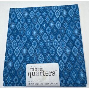 Fabric Quarters Blue Diamond Pattern 18" x 21" Cotton Quilting Craft Fabric